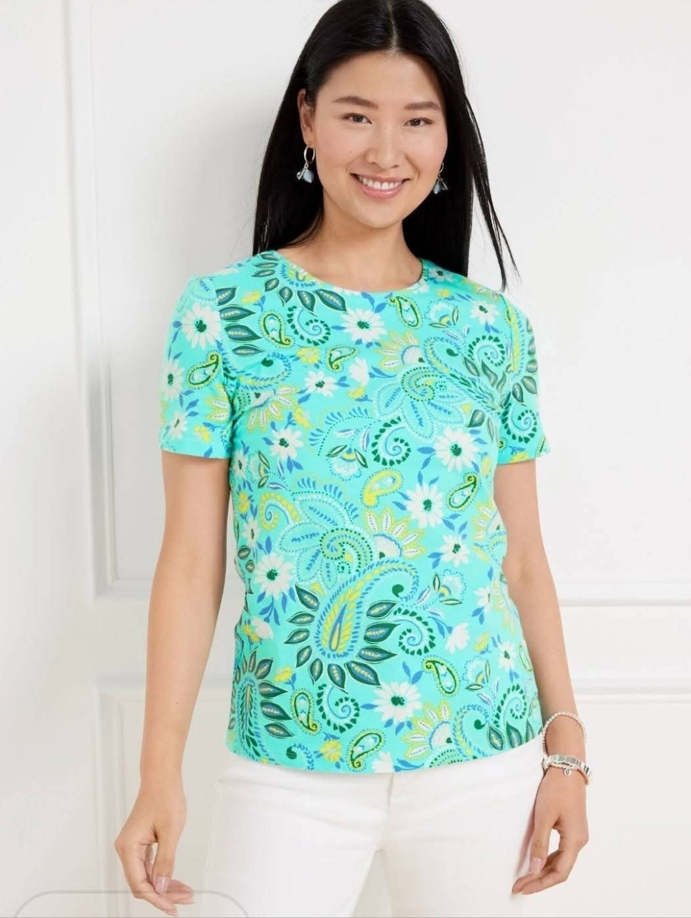 Talbot's Crewneck Tee- Paisley Bloons